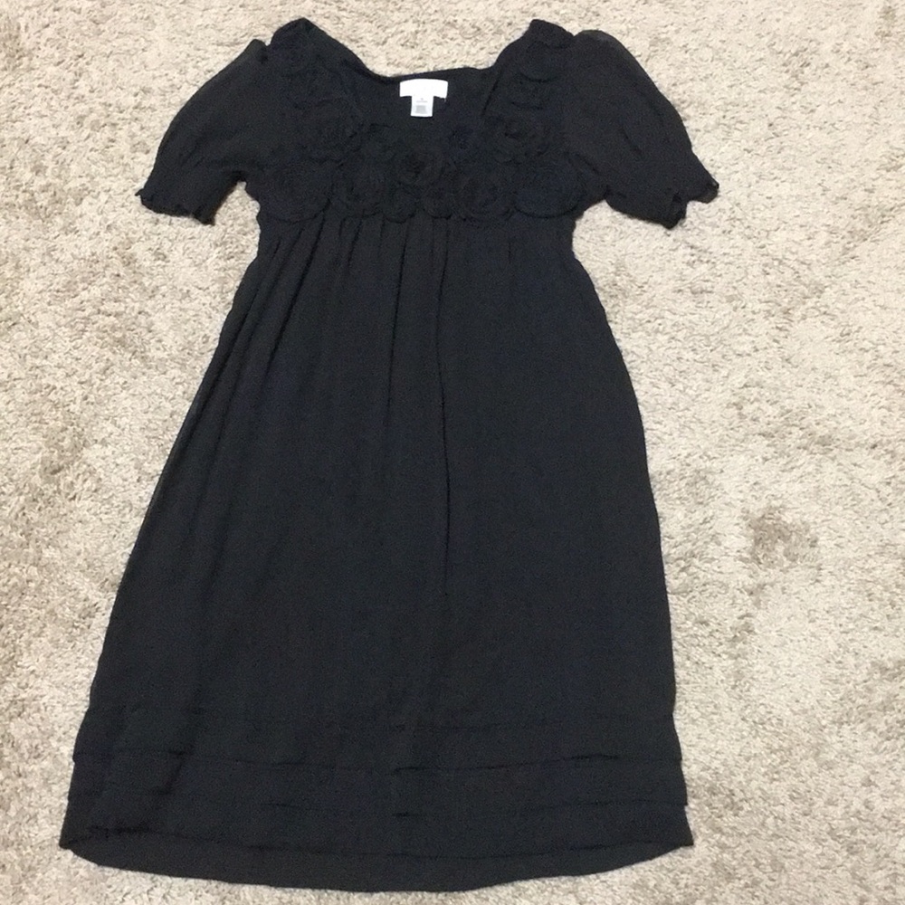 LOFT Black Sheer Babydoll Dress